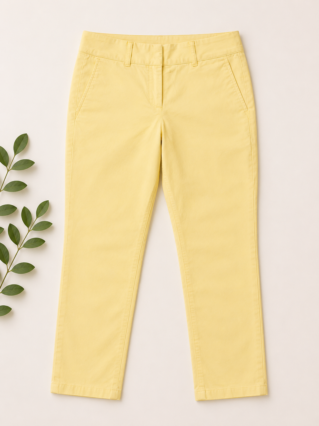 LOFT Women's Yellow Cropped Chino Pants, 10 Petite