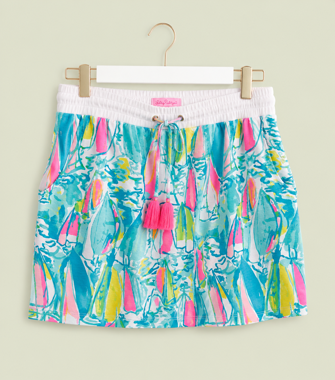 Lilly Pulitzer Sailboat Print Knit Mini Skirt, X-Large