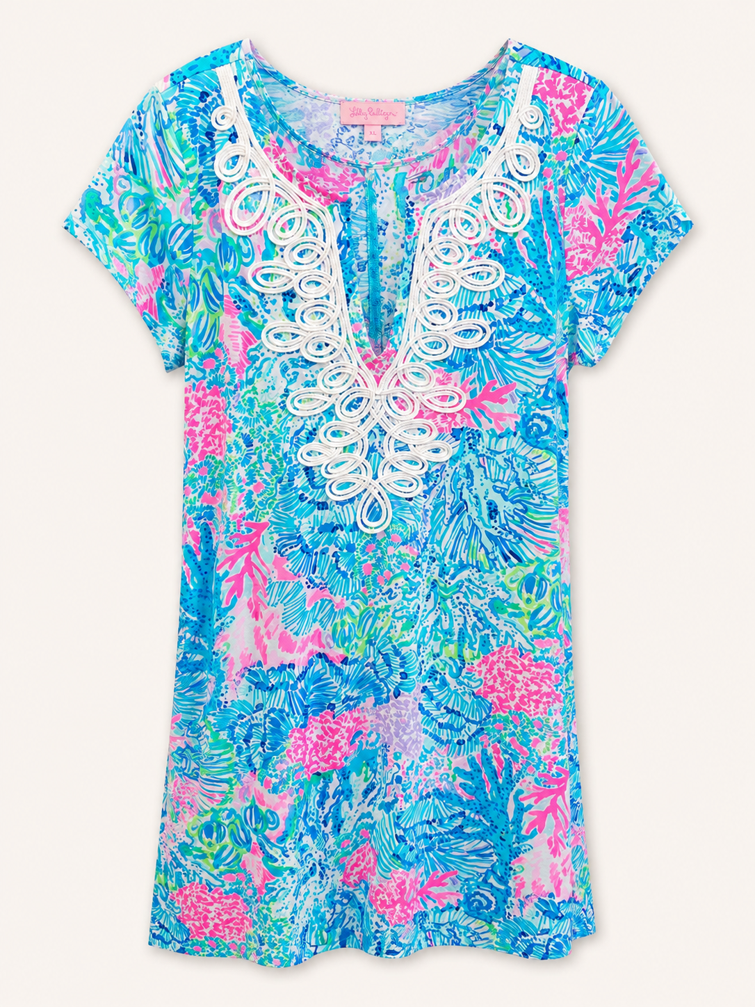 Lilly Pulitzer Knit Shift Dress with Soutache Trim, X-Large