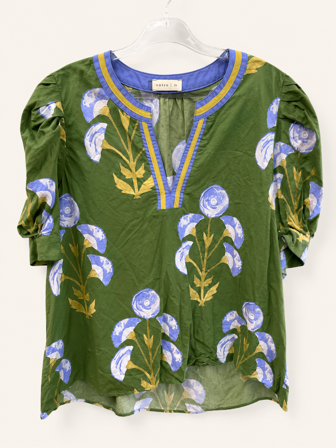 Entro Floral Split Neck Blouse, 2X-Large