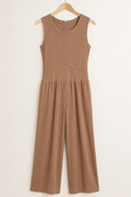 Cidar Sleeveless Wide Leg Jumpsuit – Mocha, Large