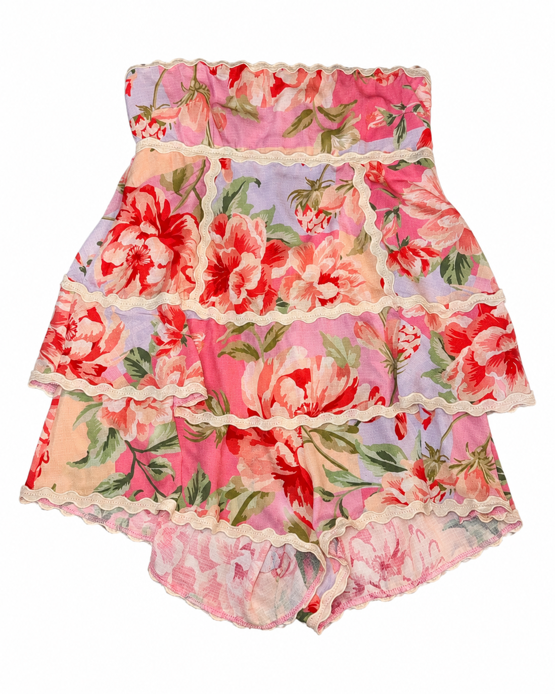 Altar'd State NWT Pink Floral Tiered Romper, XX-Small