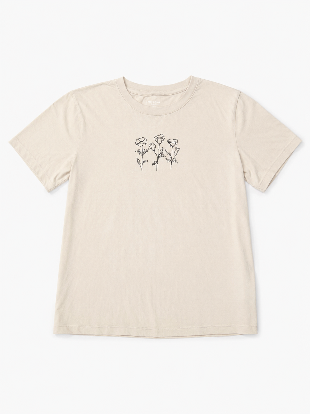 American Eagle Cream Floral Graphic Tee, X-Small