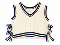 Blu Pepper Cable Knit Sweater Vest with Side Bows, Small