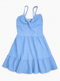 Ocean Drive Blue Gauze Twist Front Mini Dress, Small