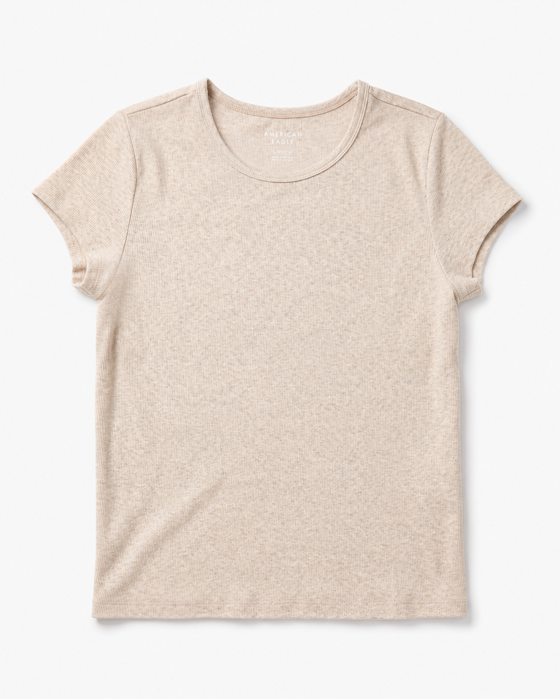 American Eagle Cream Soft Ribbed Essential Tee, Small
