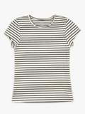 American Eagle Olive Green, Ivory Stripe Soft Ribbed Essential Tee, Small