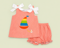 Bailey Boys Coral Gingham Sailboat Short Set, 12 mo.