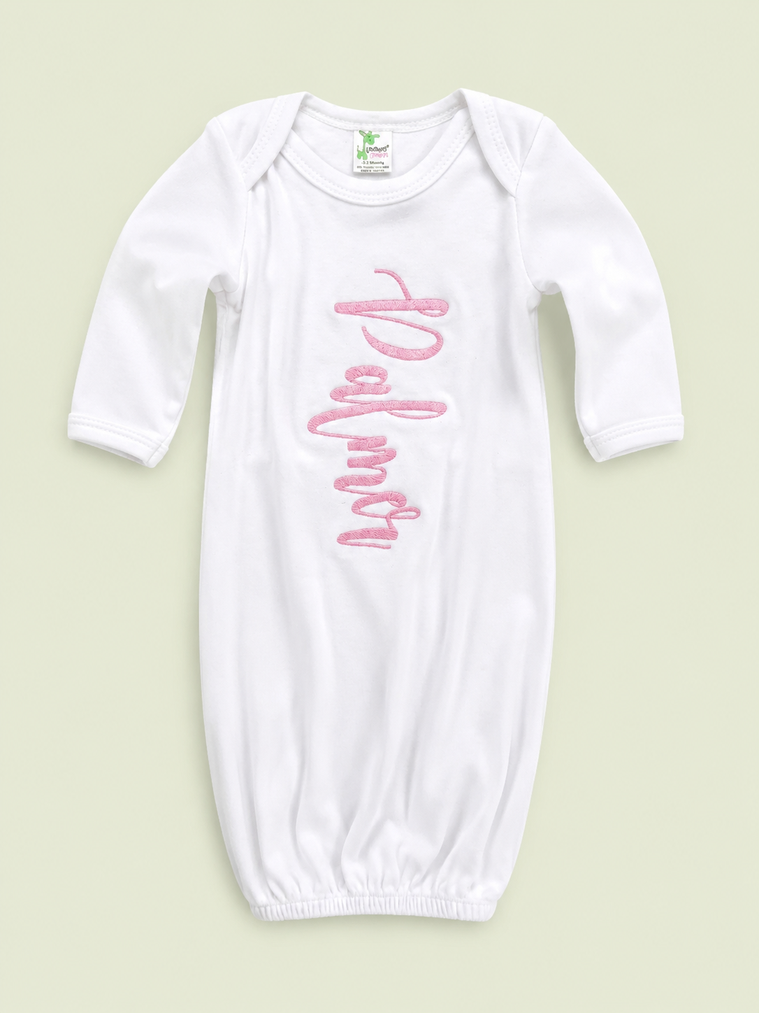 "Palmer" White Baby Gown, 0-3 mo.