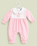 Cecil and Lou Pink Stripe Bubble Romper Peter Pan Collar, Newborn