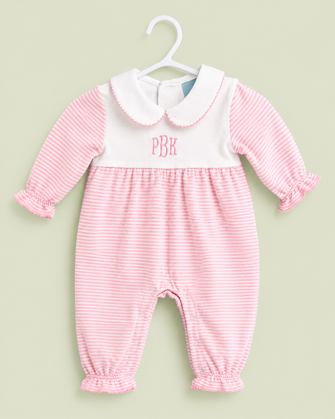 Cecil and Lou Pink Stripe Bubble Romper Peter Pan Collar, Newborn