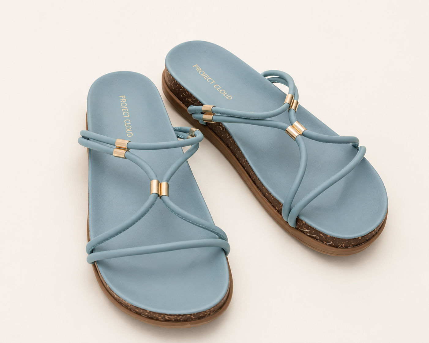 Project Cloud Blue Strappy Slide Sandals, Women's 9
