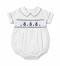 Stitchy Fish Smocked Bunny Bubble Romper, 6 mo.
