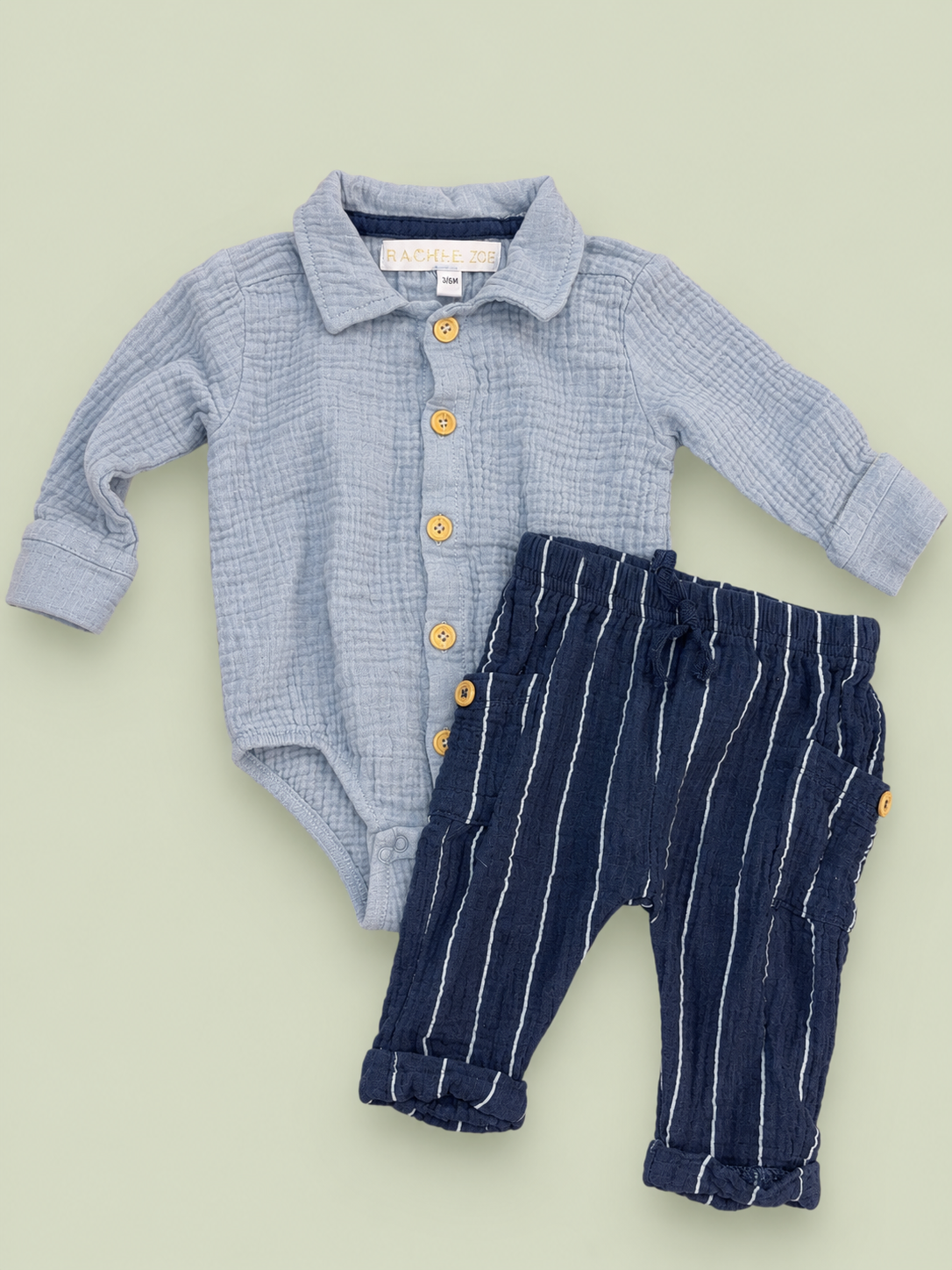 Rachel Zoe Double Gauze Bodysuit & Stripe Pants Set, 3-6 mo.