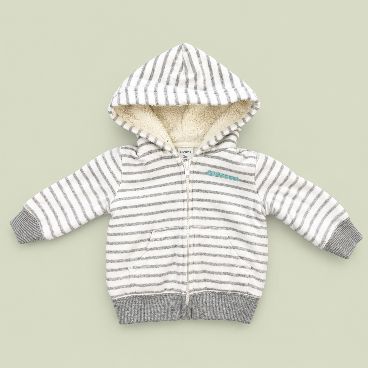 Carter's Sherpa-Lined Striped Zip Hoodie Jacket, 3 mo.