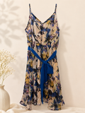 Francesaca's  Women's Blue Floral Chiffon Wrap Dress, Small
