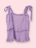 Hudson Gray Lavender Smocked Tie-Strap Top, Medium