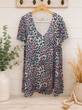 Adrienne Pink Leopard Print Shift Dress, Juniors Small