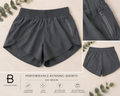 B Collection Charcoal Performance Running Shorts, Zip Pocket, Medium