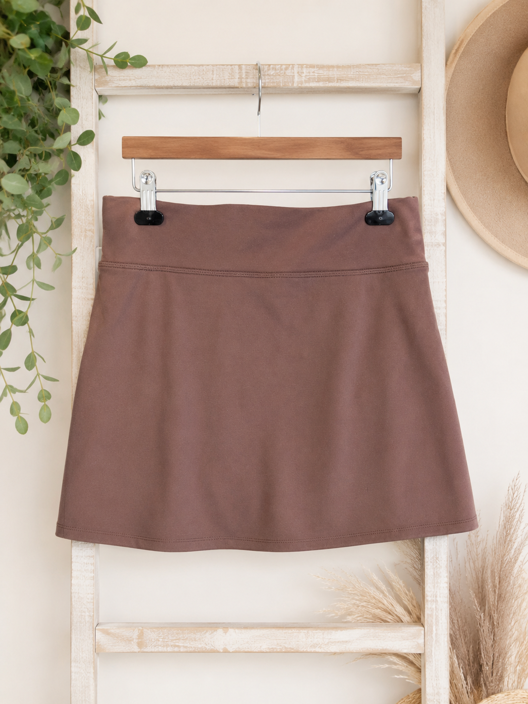 Mono B Mocha Brown Performance Athletic Skort, Large