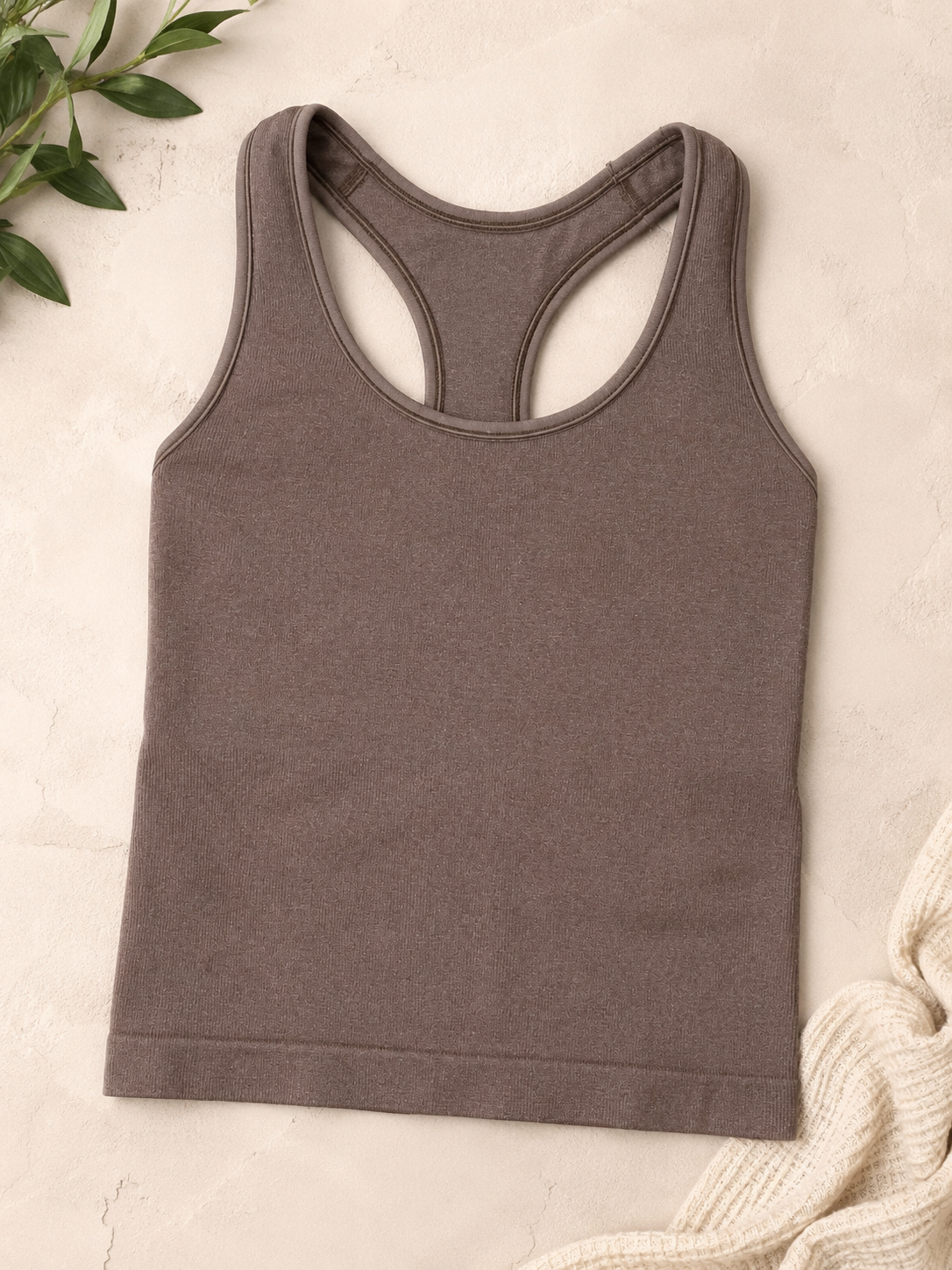 All in Motion Seamless Racerback Active Tank, Mocha Brown, Large
