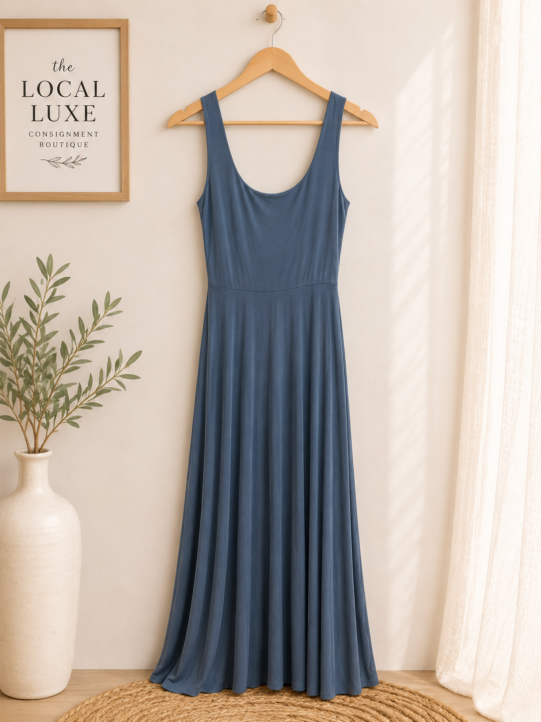 Market & Spruce Slate Blue Sleeveless Maxi Dress, X-Small Petite
