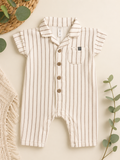 Modern Moments Neutral Stripe Gauze Romper, 3-6 mo.