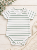 Boutique Sage Green & White Striped Bodysuit, 3-6 mo.