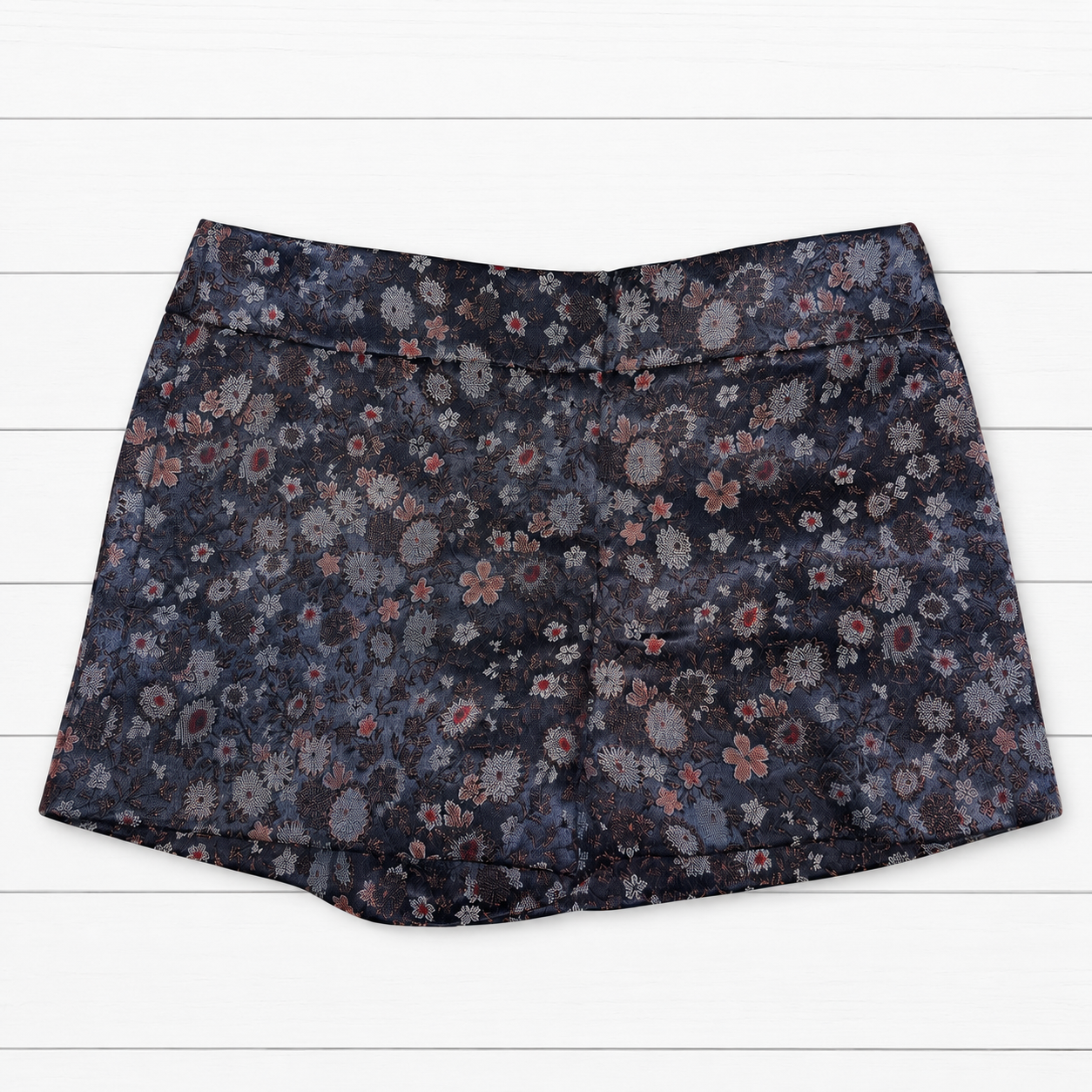 LOFT Navy Blue Floral Jacquard Shorts, Women's 00