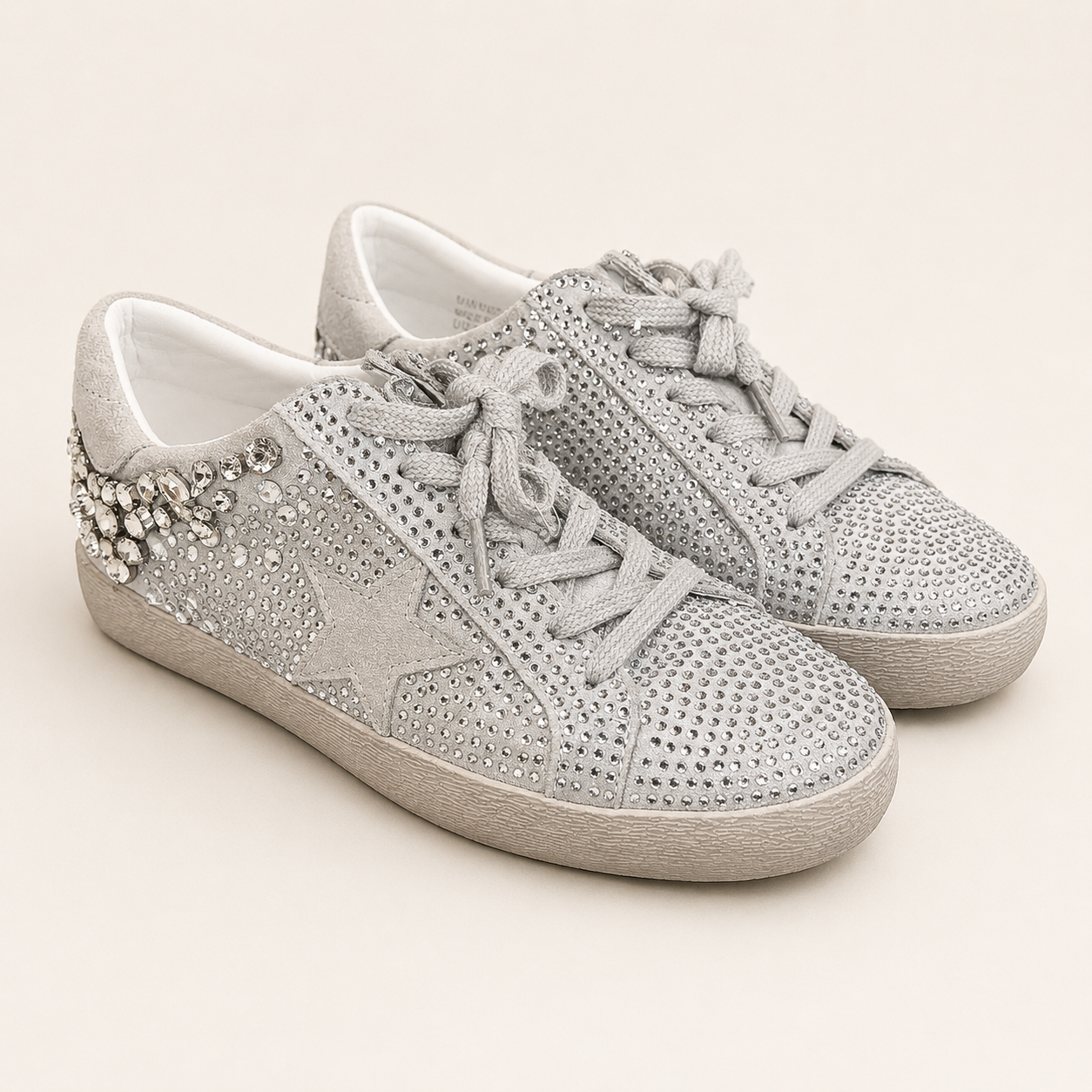 MiiM California Rhinestone Star Sneakers – Silver, Women's 6