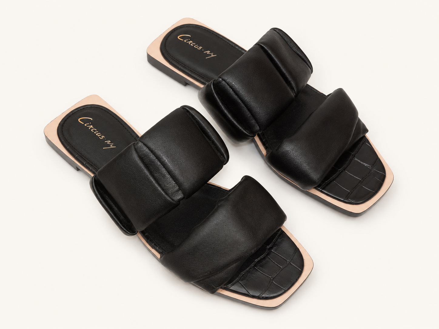 Circus NY  Black Padded Slide Sandals, Women's 6