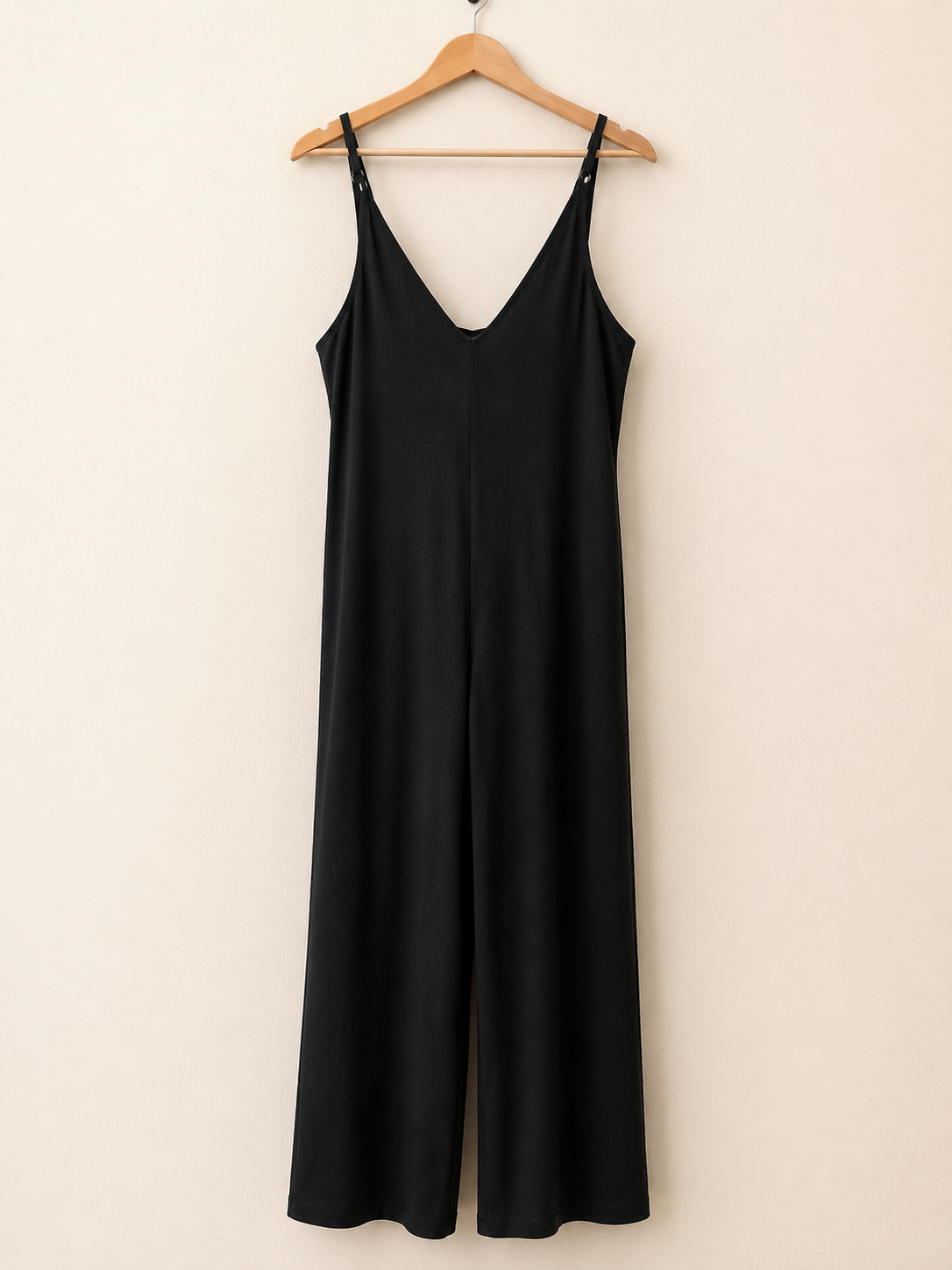 Ninexis Black Sleeveless Wide-Leg Jumpsuit, Women's Large