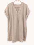 Zenana  Cotton Gauze Mini Dress – Taupe, Women's Small