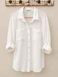 4OUR Dreamers White Cotton Gauze Button-Up Shacket, Women's Large