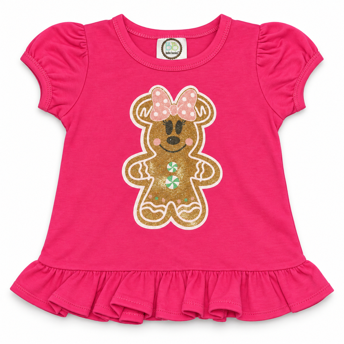 Boutique Pink Gingerbread Ruffle Top, NWT, 12 mo.