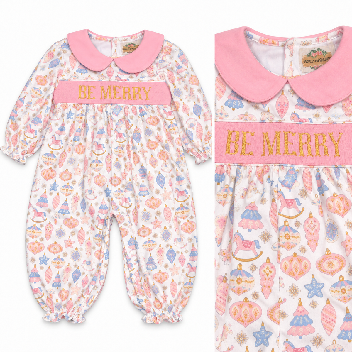 Pickles & Pralines “Be Merry” Christmas Romper, 18 mo.
