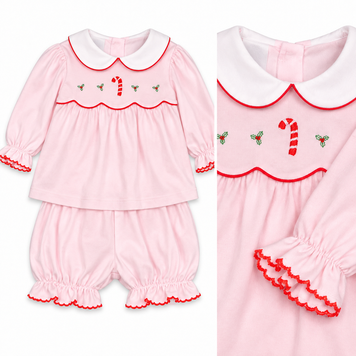 Edgehill Collection Candy Cane Christmas Bloomer Set, NWT, 18 mo.