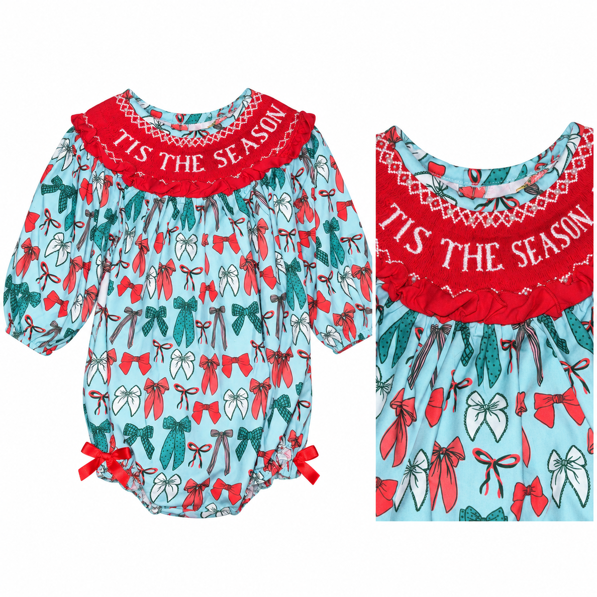 Pickles & Pralines “’Tis the Season” Smocked Bubble, 18 mo.