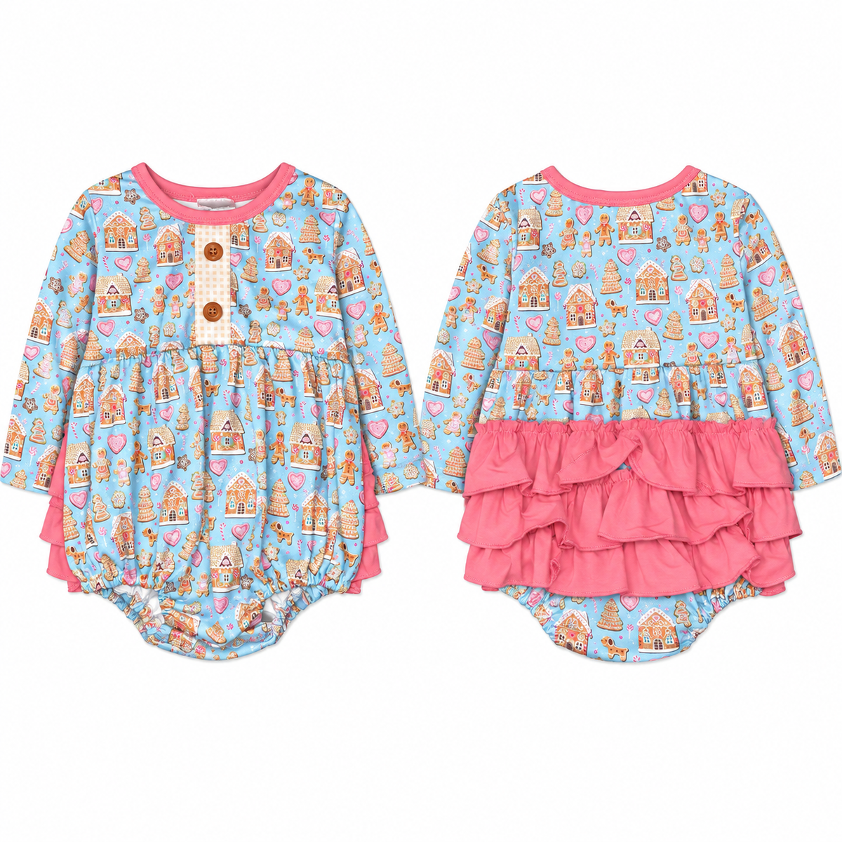 Boutique Boutique Gingerbread Ruffle Bubble, 18 mo.