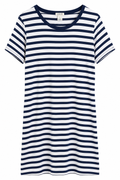 J. Crew Navy & White Striped T-Shirt Dress, Large