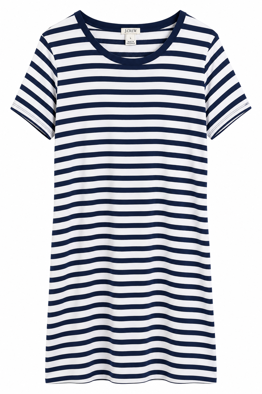 J. Crew Navy & White Striped T-Shirt Dress, Large