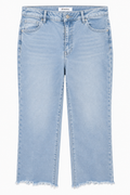 Zenana  Light Wash Raw Hem Jeans, X-Large