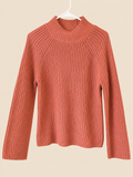 Pink Rose Dusty Rose Ribbed Mock-Neck Sweater, Medium
