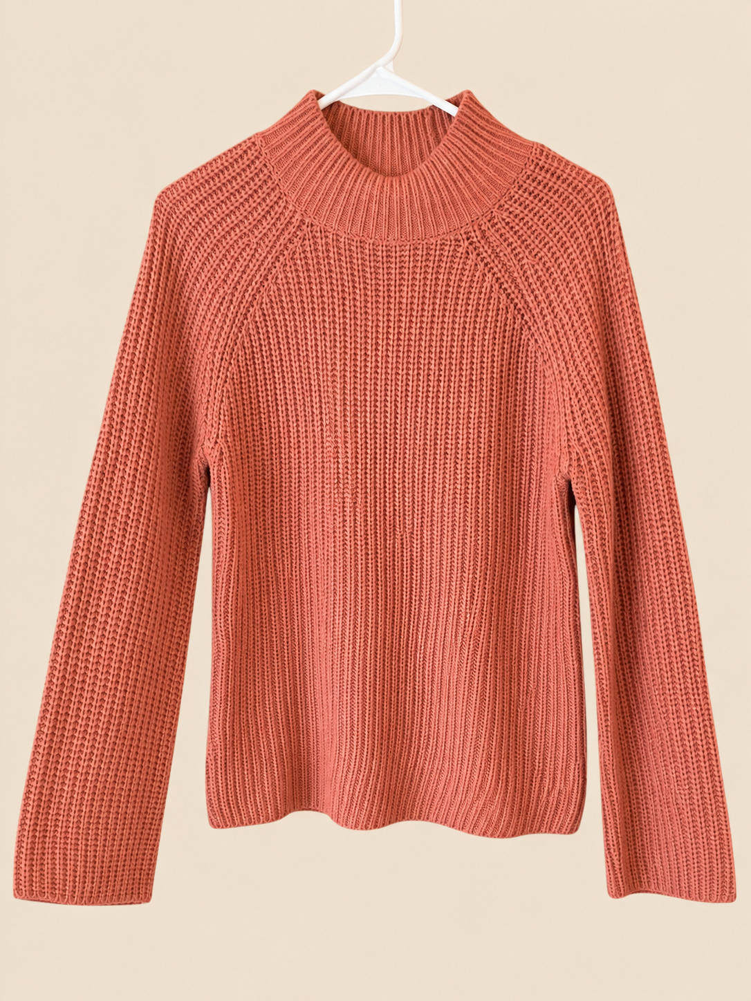 Pink Rose Dusty Rose Ribbed Mock-Neck Sweater, Medium