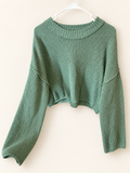 Wild Fable Sage Green Cropped Mock-Neck Sweater, Women's Large