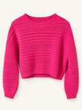 &Merci Hot Pink Textured Cropped Sweater, Large