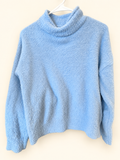 Sincerely Jules Light Blue Fuzzy Turtleneck, Medium