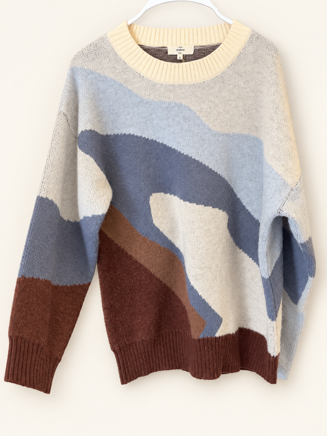 Entro Abstract Color-Block Sweater, Small