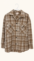 Hailey & Co Brown, Cream Plaid Shacket, Small