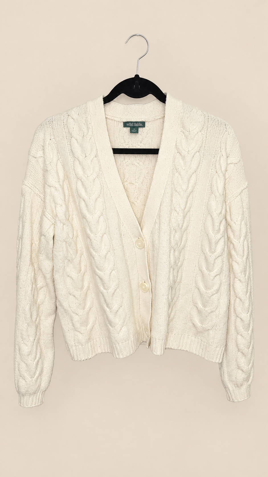 Wild Fable Cream Cable-Knit Cardiga, X-Small